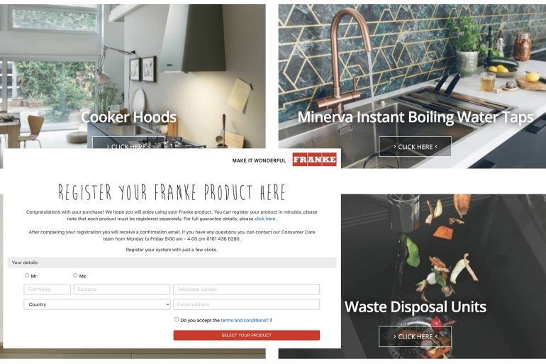 Franke updates website with product registration section