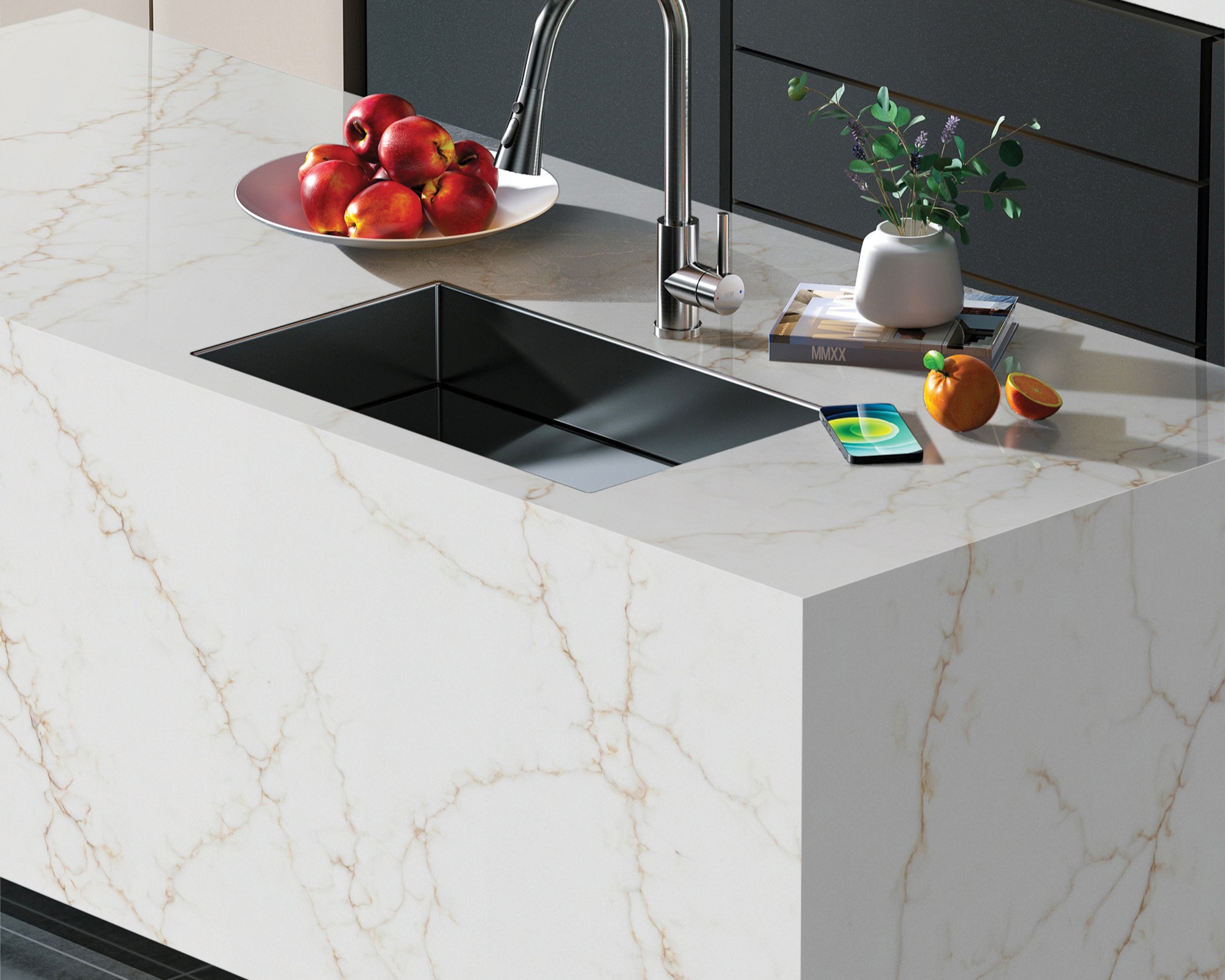Kitchens-Review-Statuario-Oro-installation