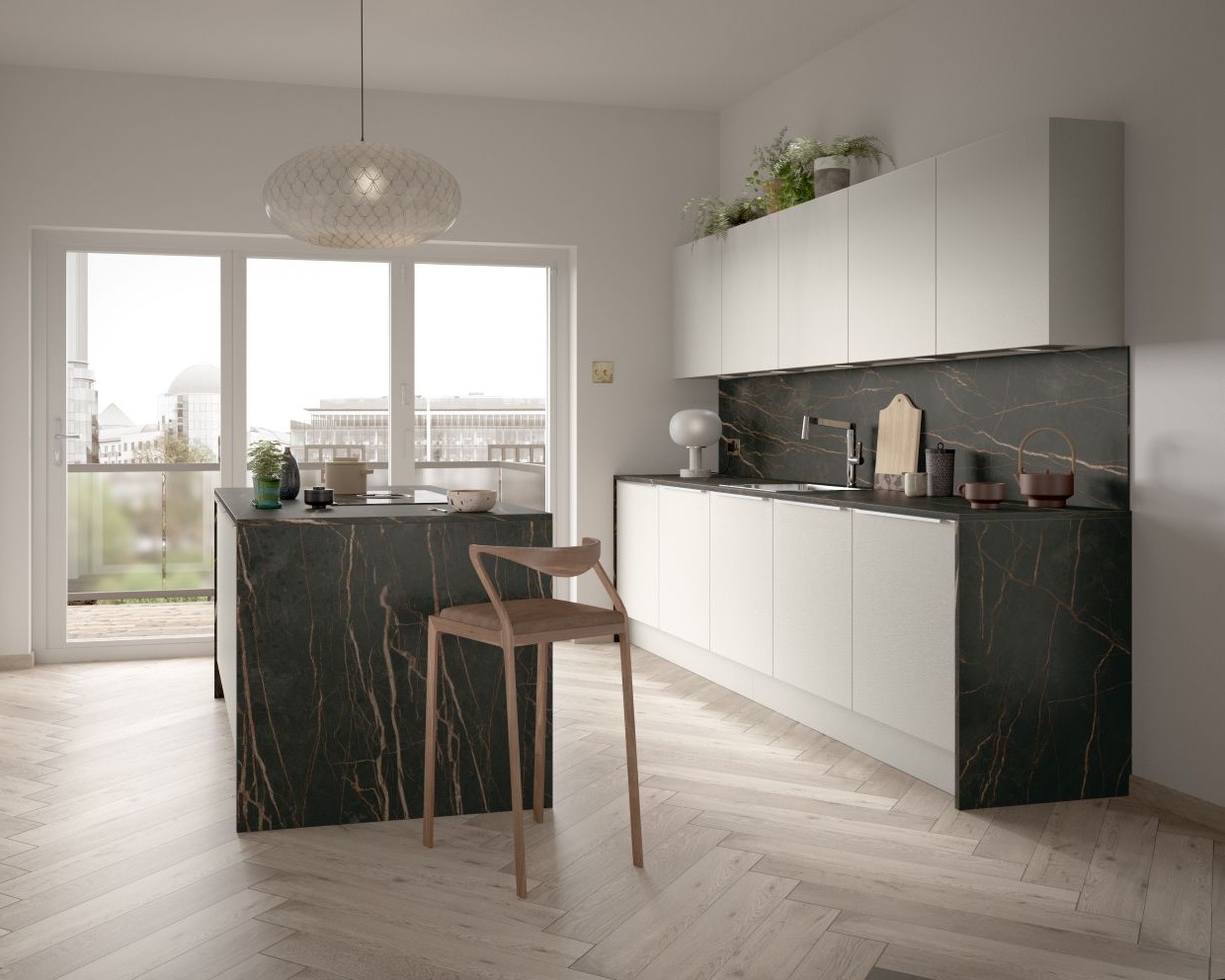Symphony-Plaza-Kitchen-in-Porcelain-with-Nero-Bronzo-Worktop